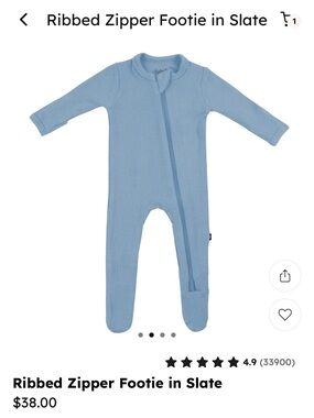 Kyte Baby Ribbed Zipper Footed One-Piece Pajamas